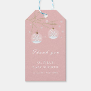 Pink Gold Winter Snowflake Babydusche Geschenkanhänger