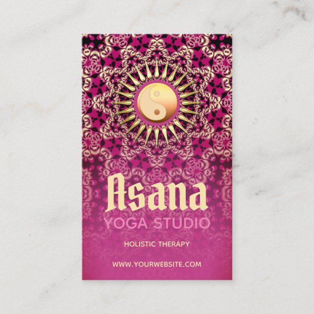 Pink Gold Yin Yang Holistic Energy Asana Yoga Visitenkarte (Vorderseite)
