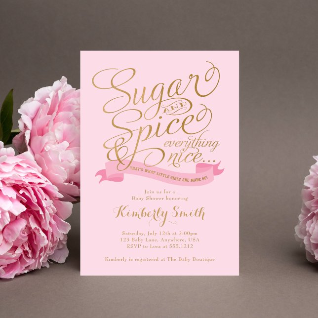 Pink Gold Zucker und Spice Baby Girl Baby Dusche Einladung (Von Creator hochgeladen)