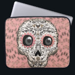Pink & Gold Zuckerschädel und Niedliche Herzkranke Laptopschutzhülle<br><div class="desc">Benutzerdefiniertes Design</div>