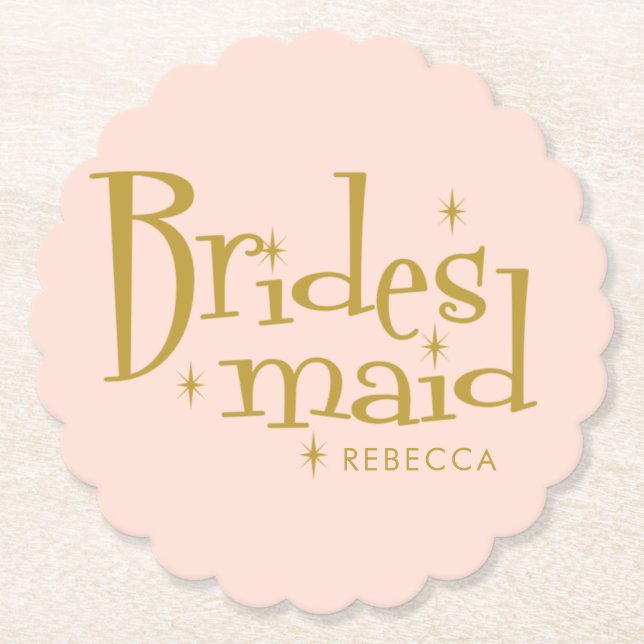 Pink Golden Bridesmaid Gifts Untersetzer (Vorderseite)
