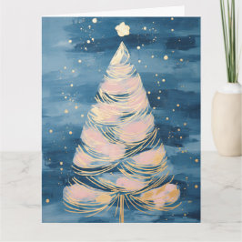 Pink Golden Christmas Tree Karte