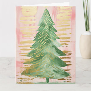 Pink Golden Christmas Tree Karte