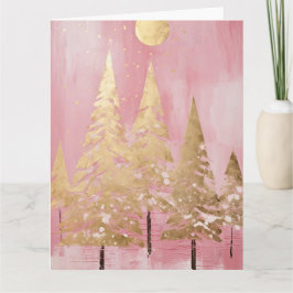 Pink Golden Christmas Tree Karte
