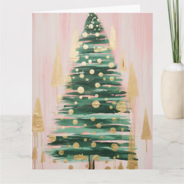 Pink Golden Christmas Tree Karte