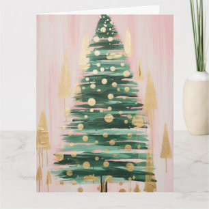 Pink Golden Christmas Tree Karte