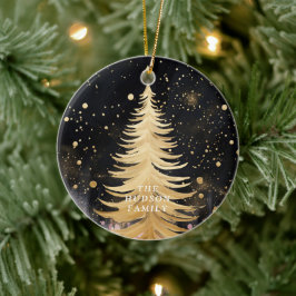 Pink Golden Christmas Tree Keramik Ornament