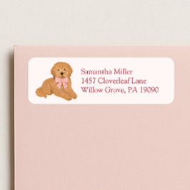 Pink Goldendoodle Puppy Dog Return Address Label