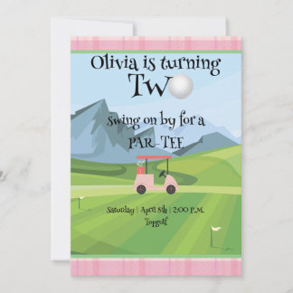 Pink Golf 2. Geburtstag Einladung