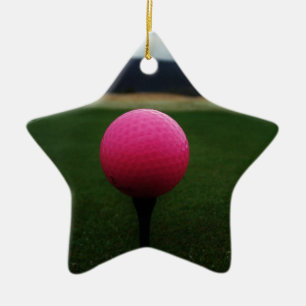 Pink Golf Ball auf dem Golfplatz Keramik Ornament