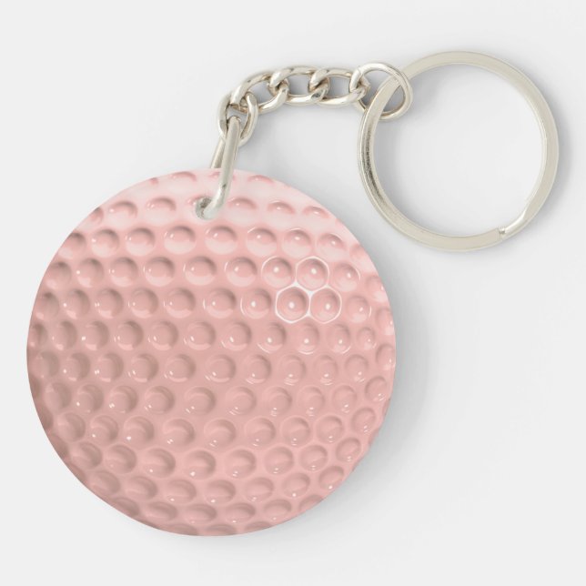 Pink Golf Ball with Black Numbers Schlüsselanhänger (Rückseite)