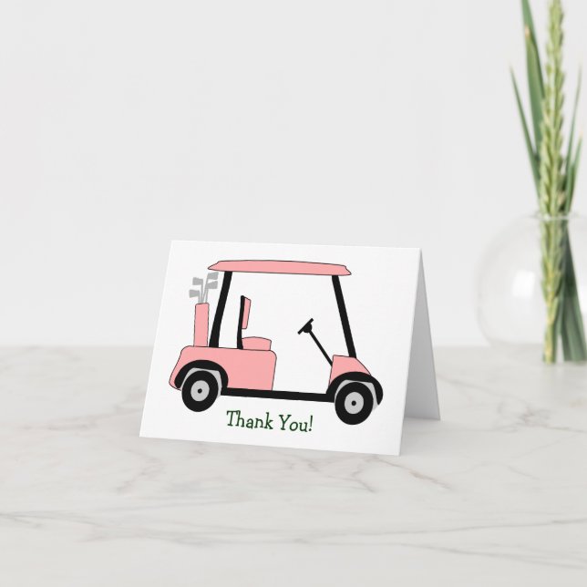 Pink Golf Buggy Vielen Dank Dankeskarte (Vorderseite)