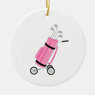 Pink Golf Caddy Keramik Ornament