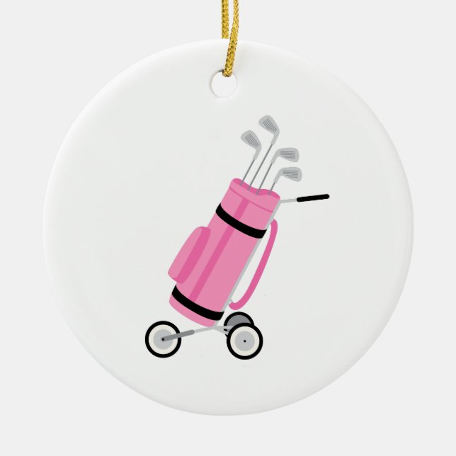 Pink Golf Caddy Keramik Ornament (Vorne)