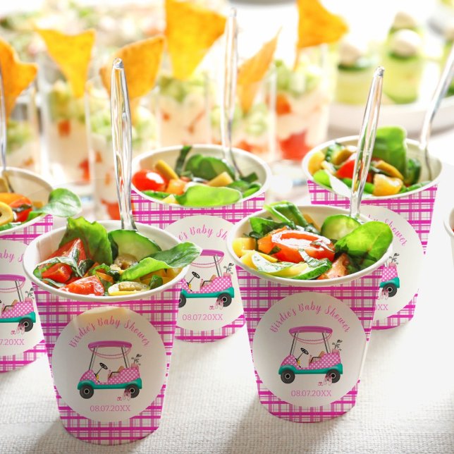 Pink Golf Cart Babyausstattung Babydusche Pappbecher (Von Creator hochgeladen)