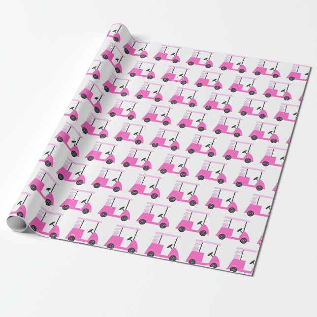 Pink Golf Cart Muster Umschlagpapier Geschenkpapier (Ungerollt)