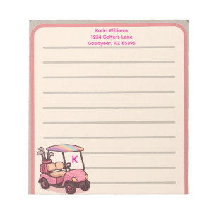 Pink Golf Cart Personalisiert Notizblock