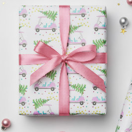 Pink Golf Cart Weihnachtsbaum Weißes Wrapping Papi Geschenkpapier