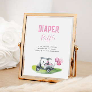 Pink Golf Diaper Raffelzeichen Poster