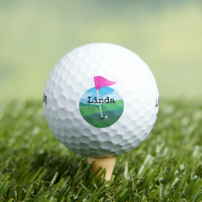 Pink Golf Flag Illustration Golfball (Insitu T-Shirt)