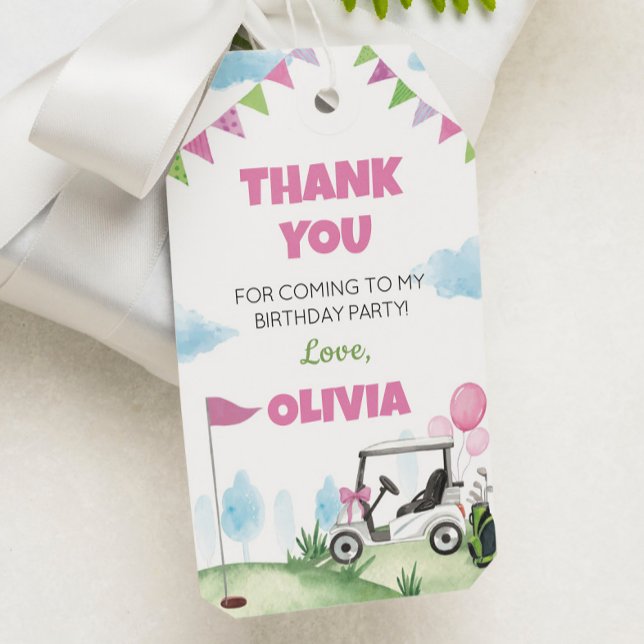 Pink Golf Geburtstagsparty Danke Tag Geschenkanhänger (Von Creator hochgeladen)