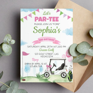 Pink Golf Girl Anniversaire Fête Invitation N'impo