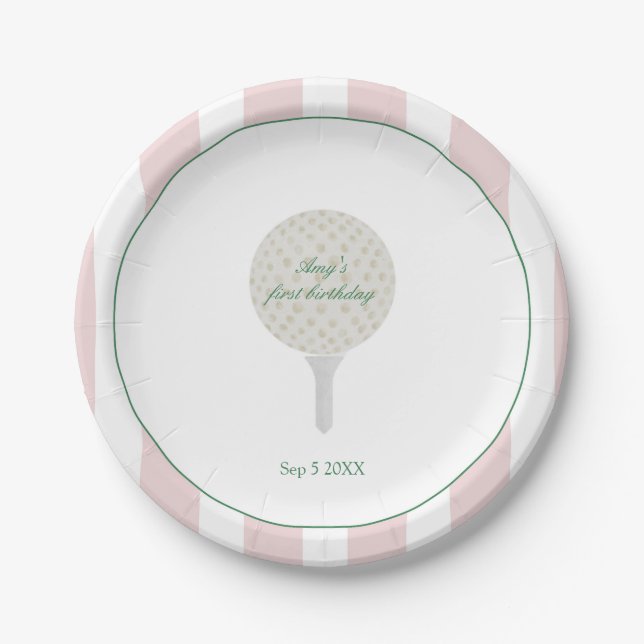 Pink Golf Par-T Papier Teller (Vorderseite)