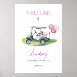 Pink Golf Theme Willkommen Poster