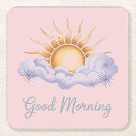 Pink Good Morning Sun Clouds Untersetzer Set