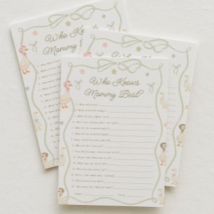 Pink Goose Baby Shower Wer kennt Mama am besten Einladung