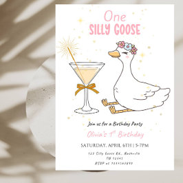 Pink Goose Erster Geburtstag - Goose Erster Geburt Einladung