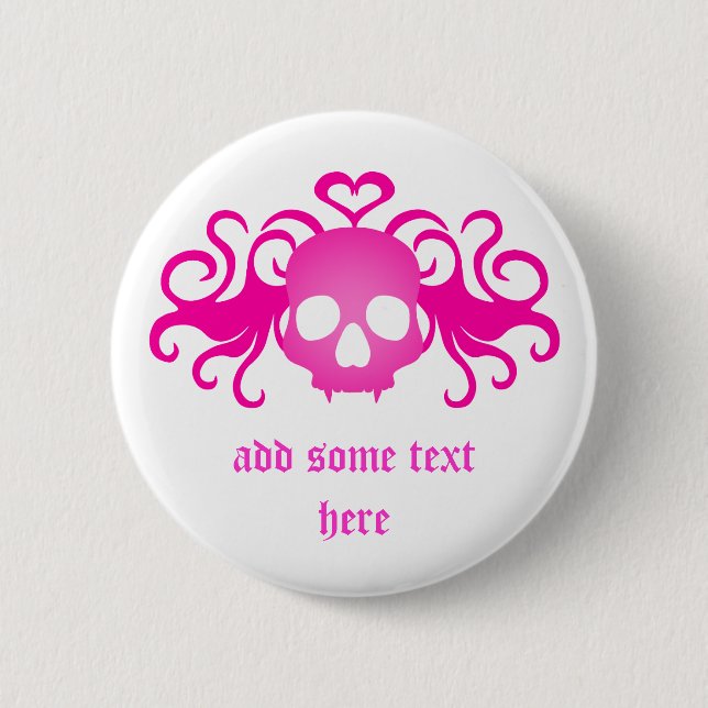 Pink Goth Skull Button (Vorderseite)