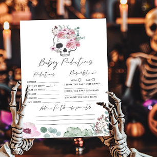 Pink Gothic Floral Skull Baby Predictions Spiel