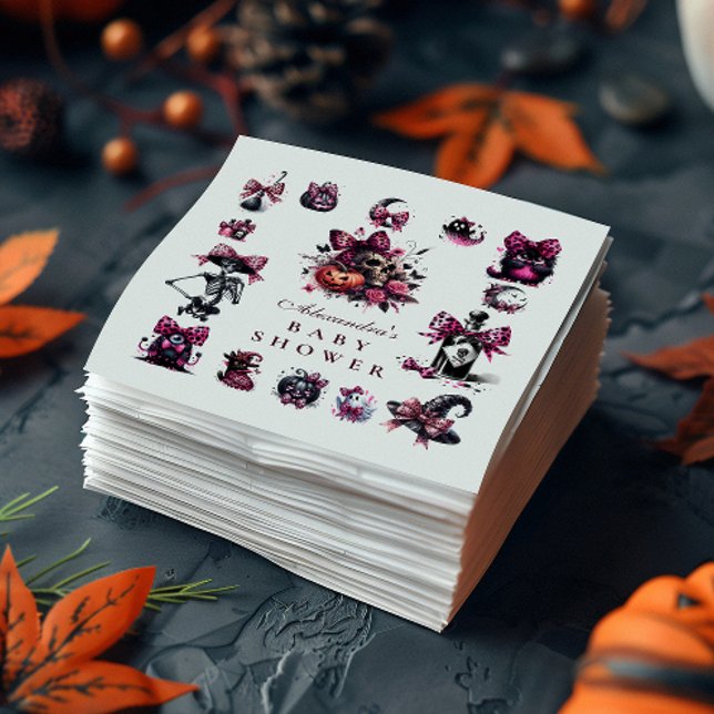 Pink Gothic Halloween Babydusche Serviette (Von Creator hochgeladen)