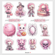 PINK GOTHIC HALLOWEEN CUSTOM CURSIVE NAME