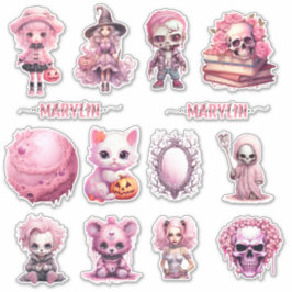 PINK GOTHIC HALLOWEEN CUSTOM CURSIVE NAME AUFKLEBER