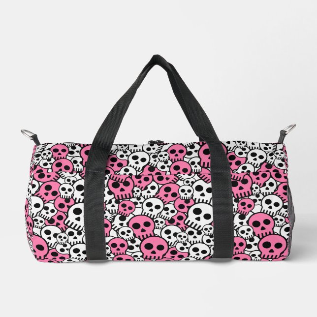 Pink Gothic Skull Pattern Print Duffle Bag (Vorderseite)
