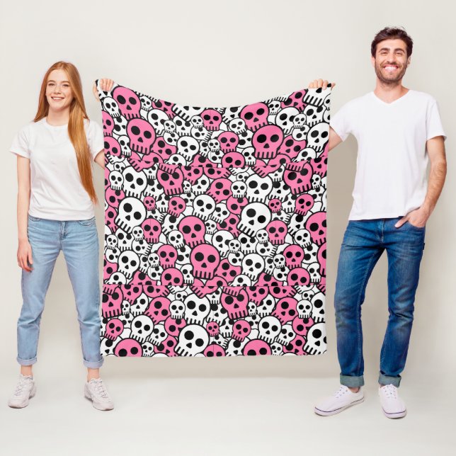 Pink Gothic Skull Pattern Print Fleecedecke (Beispiel)