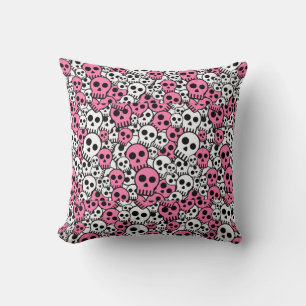 Pink Gothic Skull Pattern Print Kissen