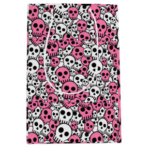 Pink Gothic Skull Pattern Print Mittlere Geschenktüte