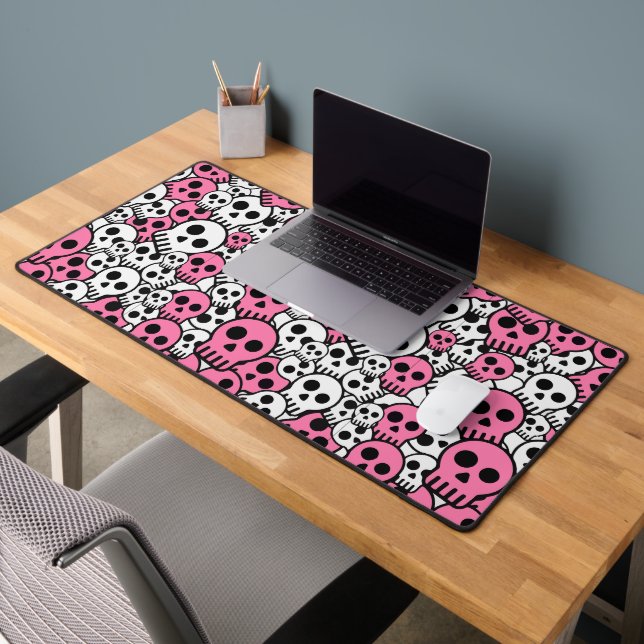 Pink Gothic Skull Pattern Print Schreibtischunterlage (Büro 2)