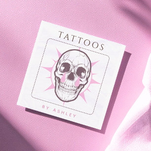 Pink Gothic Skull Tattoo Artist Salon Studio Cool Quadratische Visitenkarte