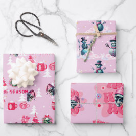 Pink Gothic Weihnachtswrapping Paper Geschenkpapier Set