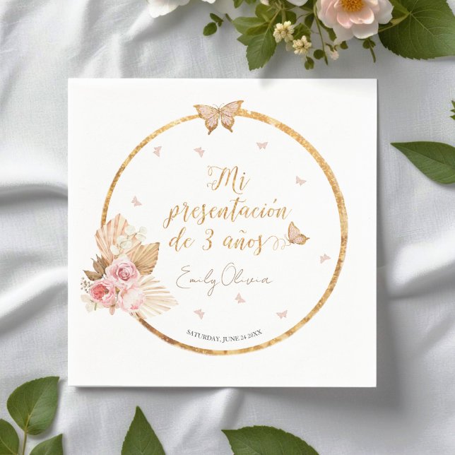 Pink Gown Girl Mi Presentación de 3 Años Spanisch Serviette (Von Creator hochgeladen)