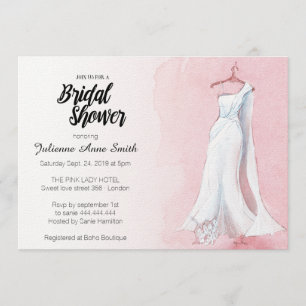 Pink Gown Watercolor Bridal Dusche Einladung