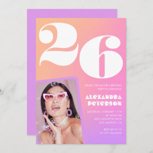 Pink Gradient 26e anniversaire invitation Retro Ph