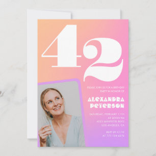 Pink Gradient 42e invitation anniversaire Retro Ph