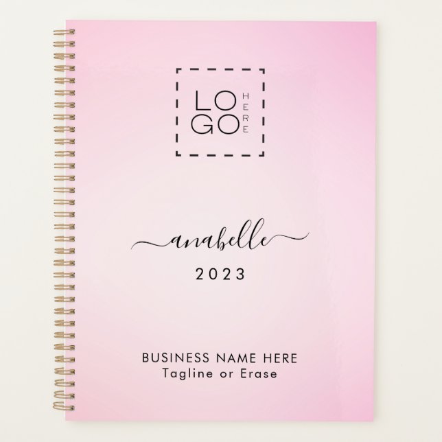 Pink Gradient Add Name Year Custom Square Logo Planer (Vorderseite)