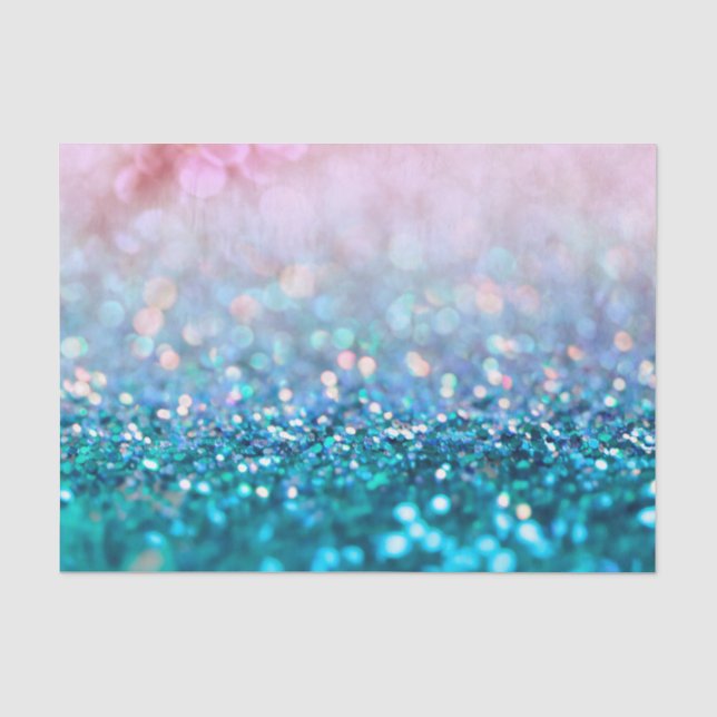 Pink Gradient Blue Aquamarin Sparky Trendy Glitzer Seidenpapier (Vorderseite)