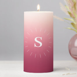 Pink Gradient Initials Pillar Candle Stumpenkerze